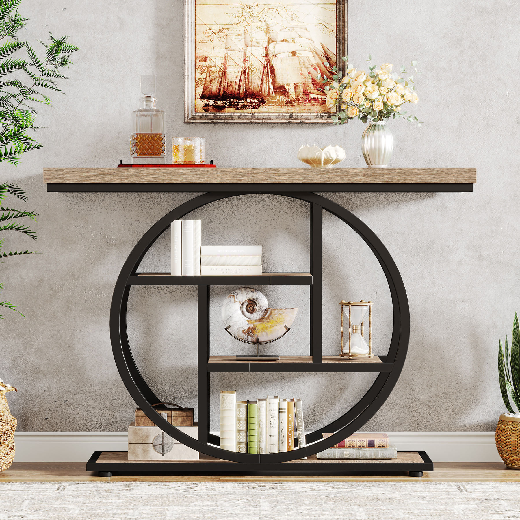 Masa Living/Hol, Blackswan Design Alana, imitatie marmura alba/ aurie, 105x30x80 cm — imaginea 5