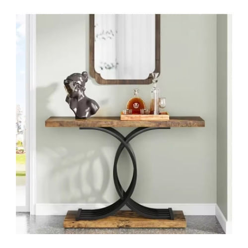Masa Decor Living/ Hol, Model Fremingi maro/ negru, textura lemnoasa, 100 cm — imaginea 4