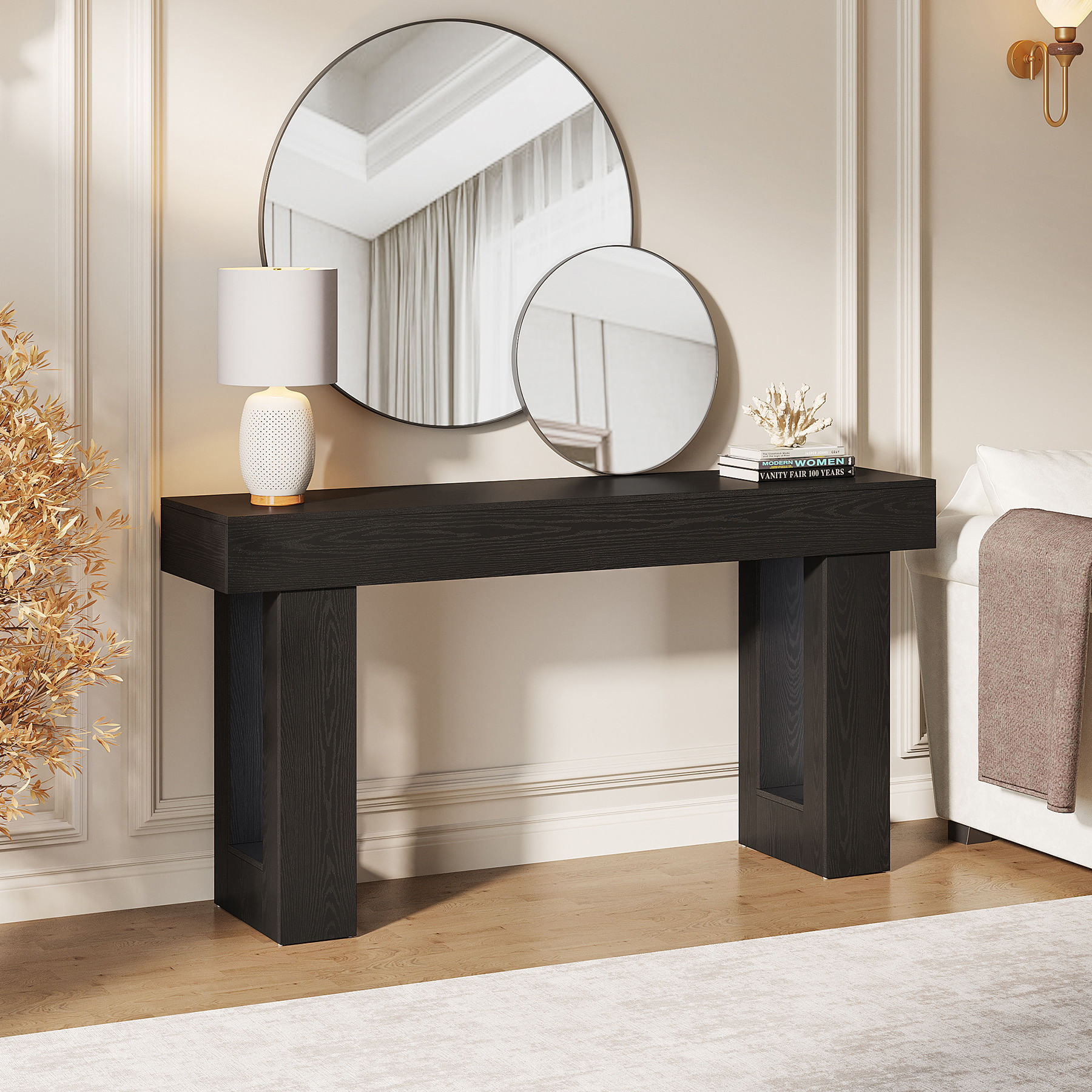Masa Living/Hol, Blackswan Design Countryside M8, lemn maro/ negru, 140x30x83 cm — imaginea 4