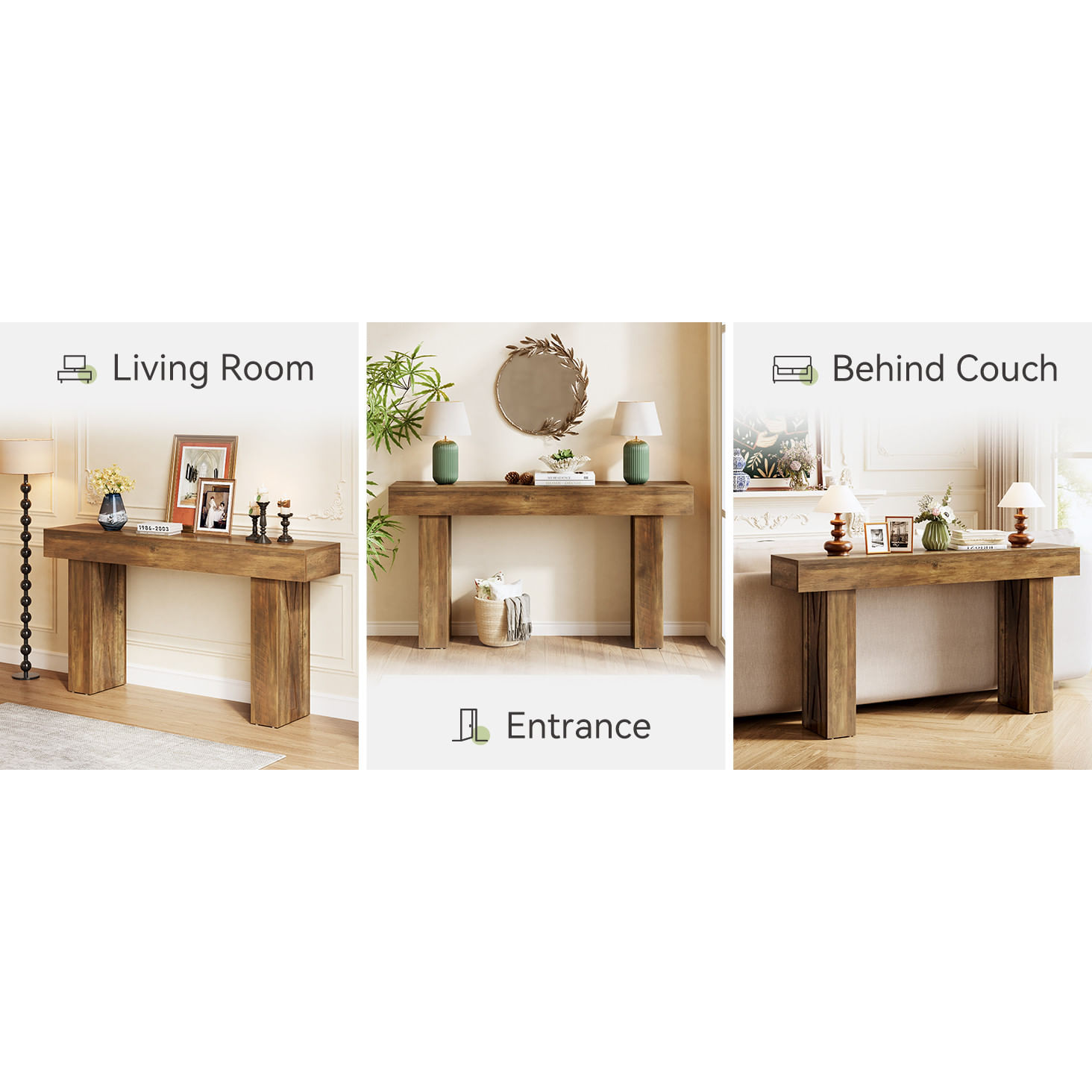 Masa Living/Hol, Blackswan Design Farmhouse M2, lemn maro, 160x30x85 cm — imaginea 4