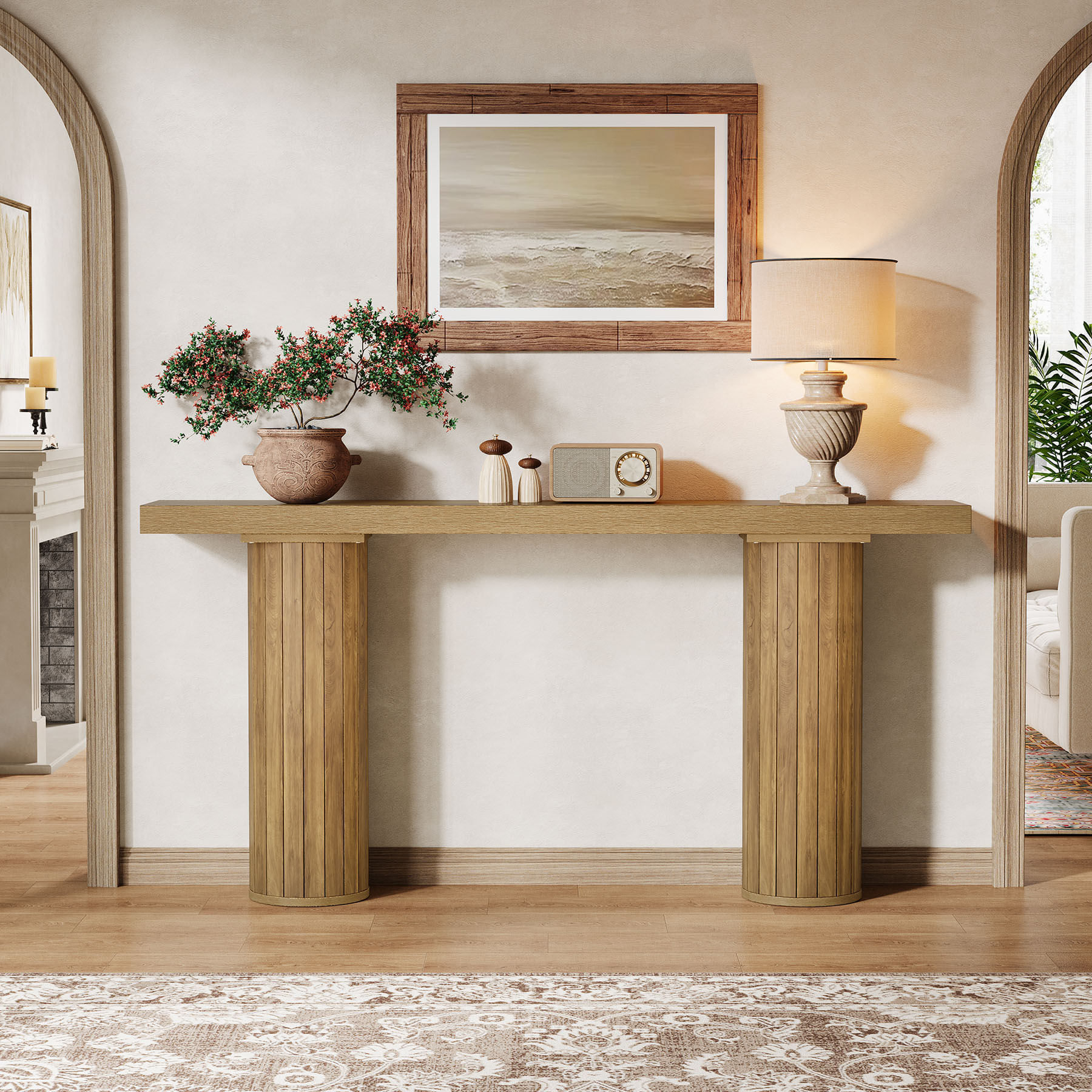 Masa Living/Hol, Blackswan Design Farmhouse M4, lemn maro inchis, 140x30x80 cm — imaginea 3