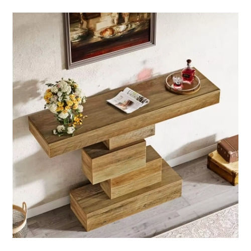 Masa Decor Living/ Hol, Blackswan Design Model Vertigo, lemn maro deschis, 108x30x80 cm — imaginea 6