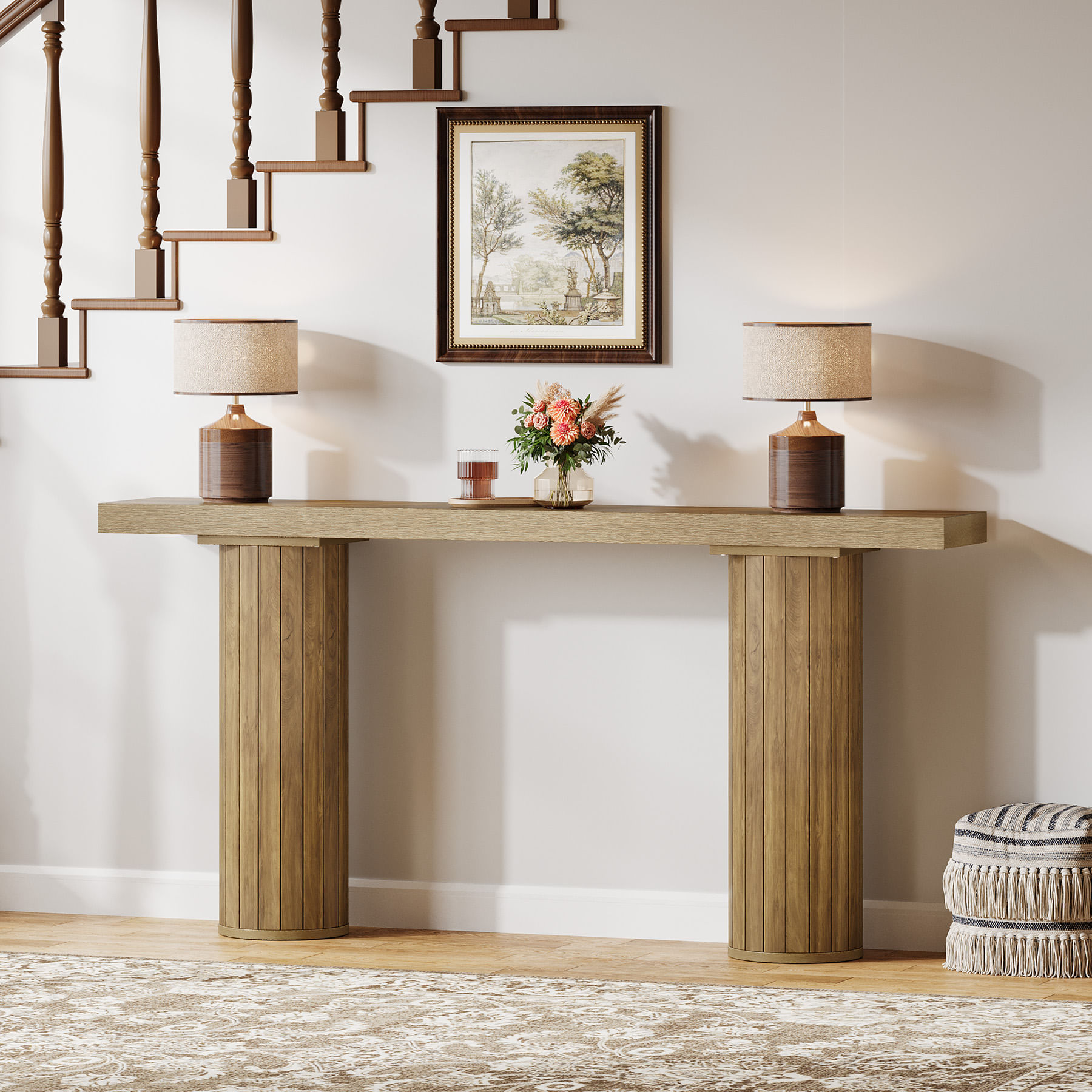 Masa Living/Hol, Blackswan Design Farmhouse M4, lemn maro inchis, 140x30x80 cm — imaginea 4