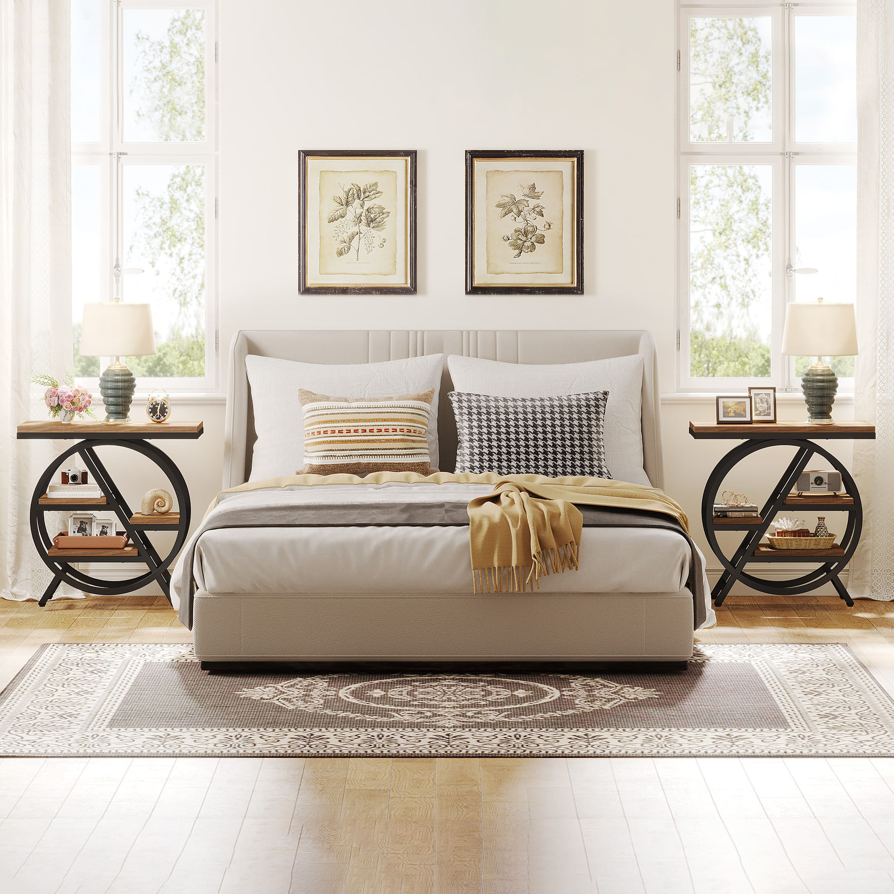 Masa laterala Blackswan Design Sofia, imitatie marmura/auriu, 3 rafturi, 65x30x66.5 cm — imaginea 6