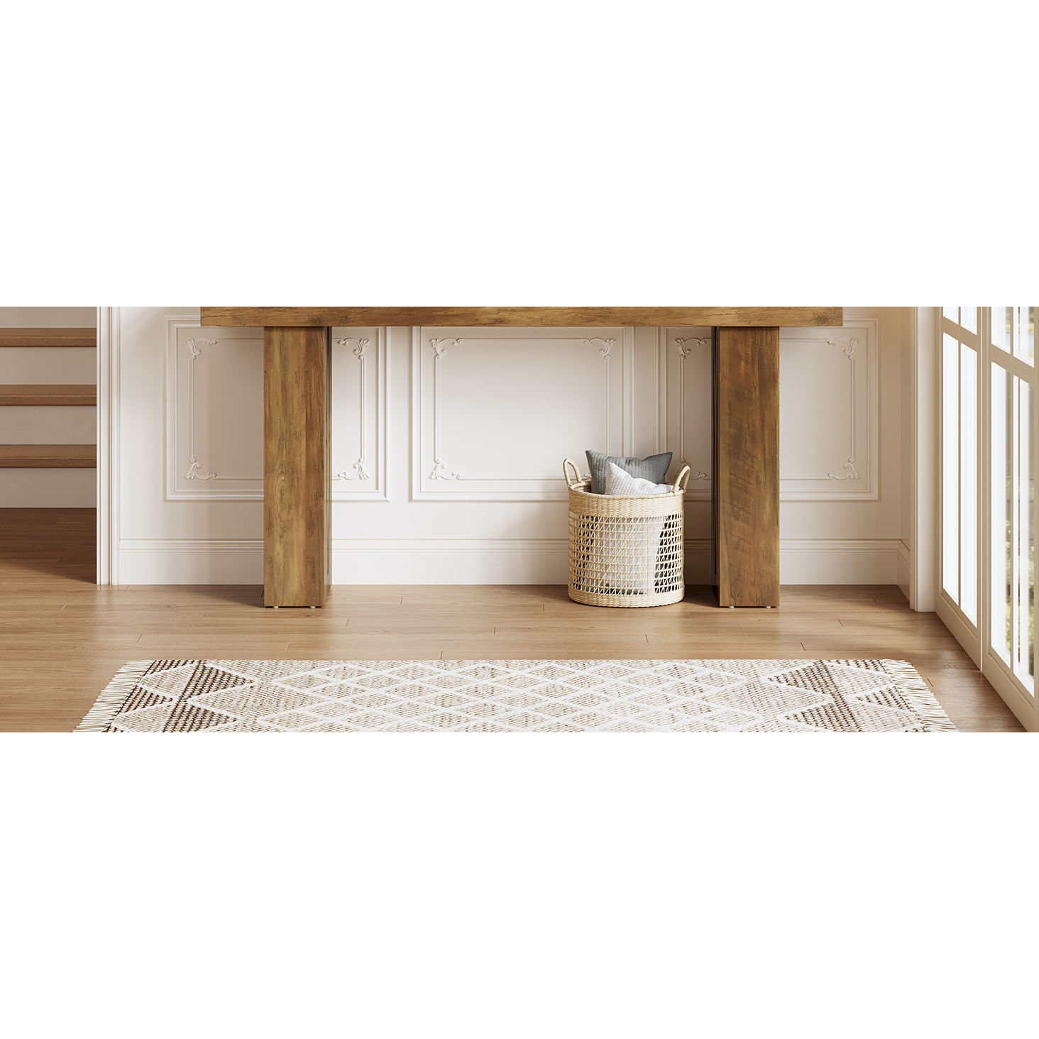 Masa Living/Hol, Blackswan Design Farmhouse M2, lemn maro, 160x30x85 cm — imaginea 5