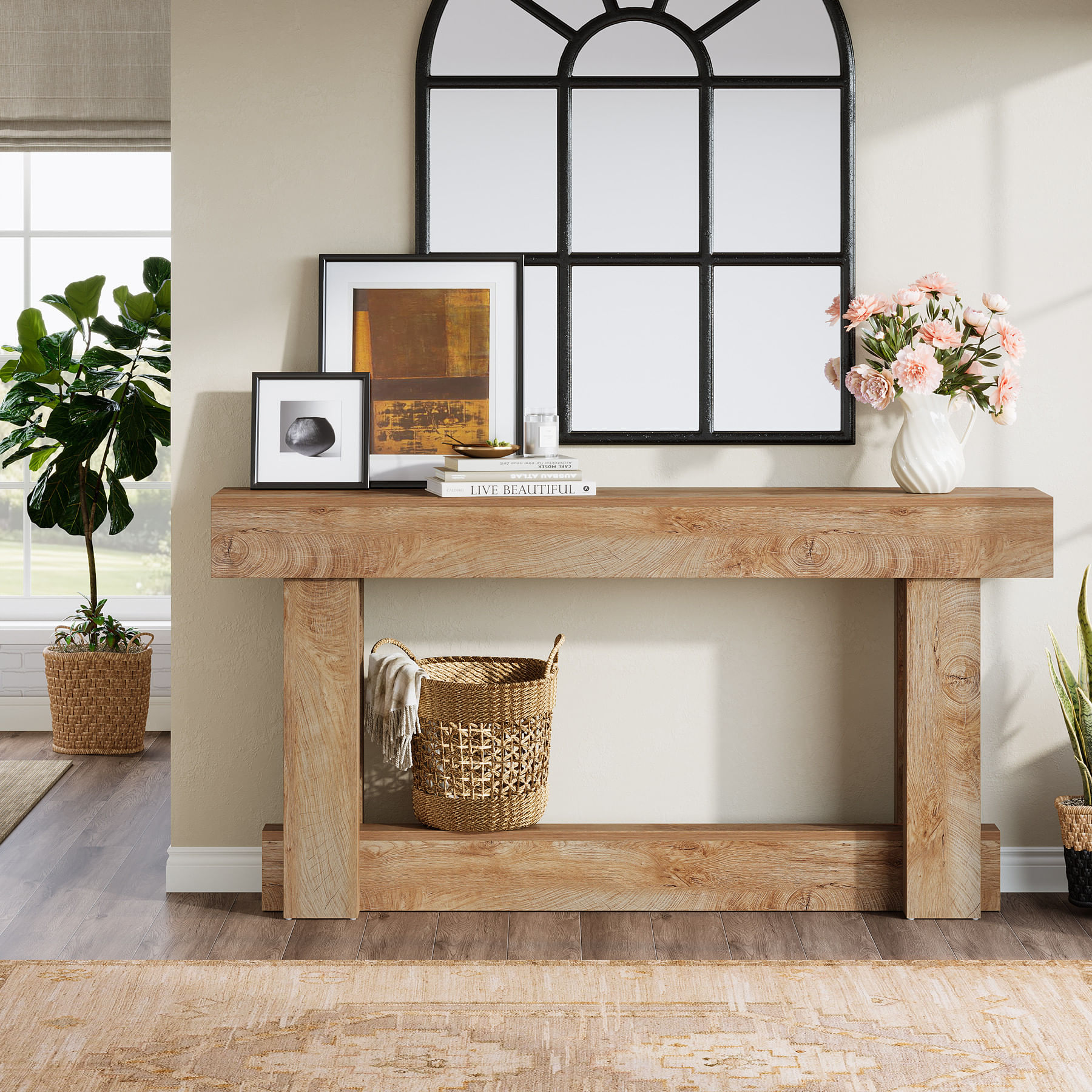 Masa Living/Hol, Blackswan Design Countryside M5, lemn maro deschis, 160x35x85 cm — imaginea 2