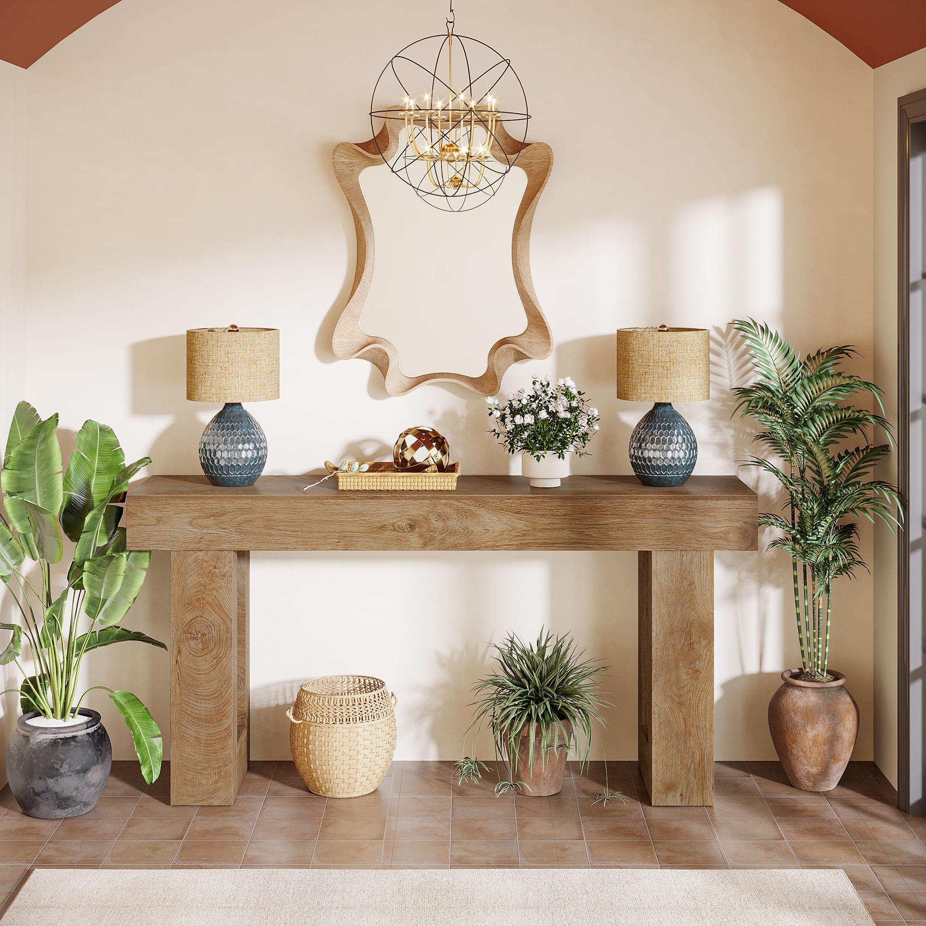 Masa Living/Hol, Blackswan Design Countryside M6, maro inchis, 160x35x85 cm — imaginea 2