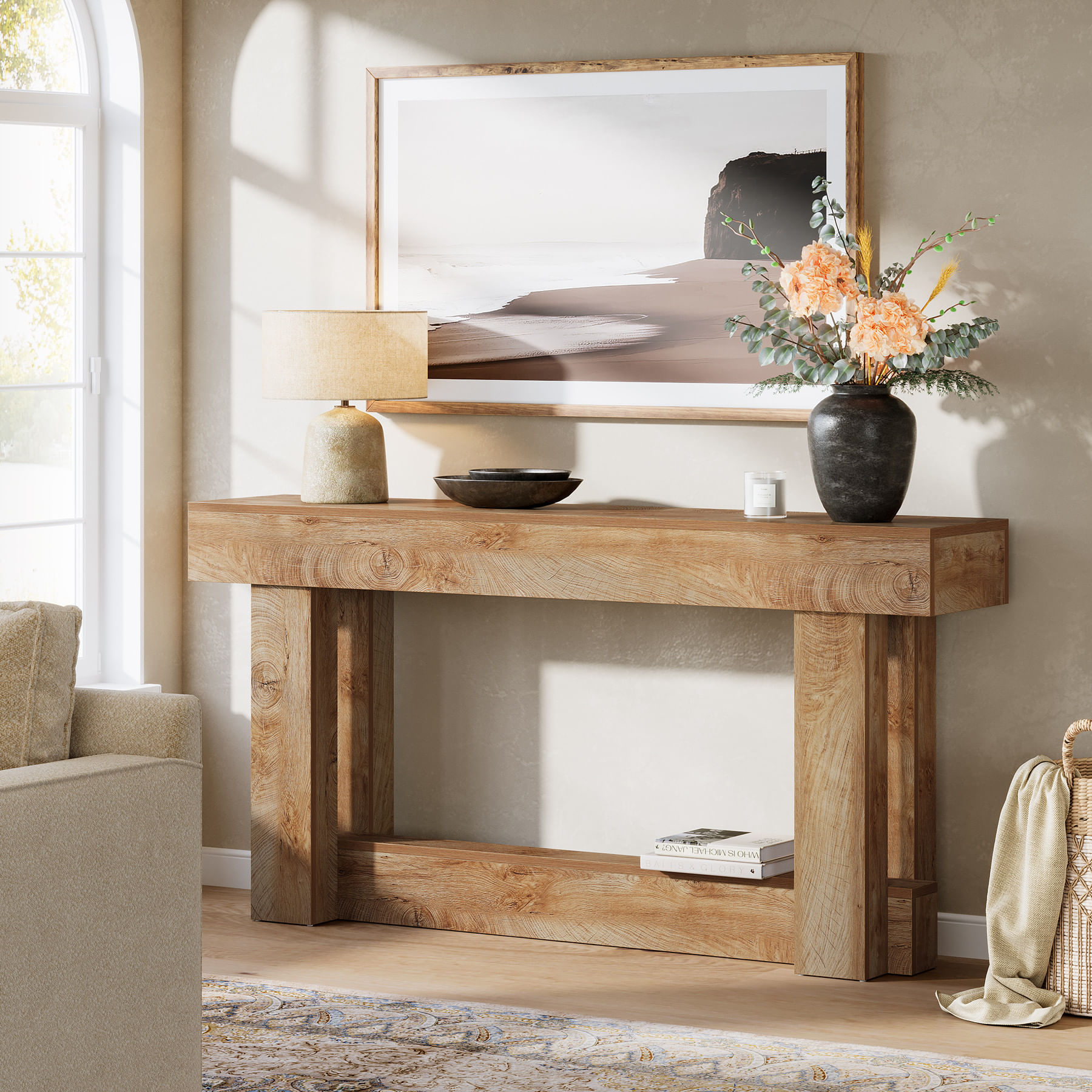 Masa Living/Hol, Blackswan Design Countryside M5, lemn maro deschis, 160x35x85 cm — imaginea 4