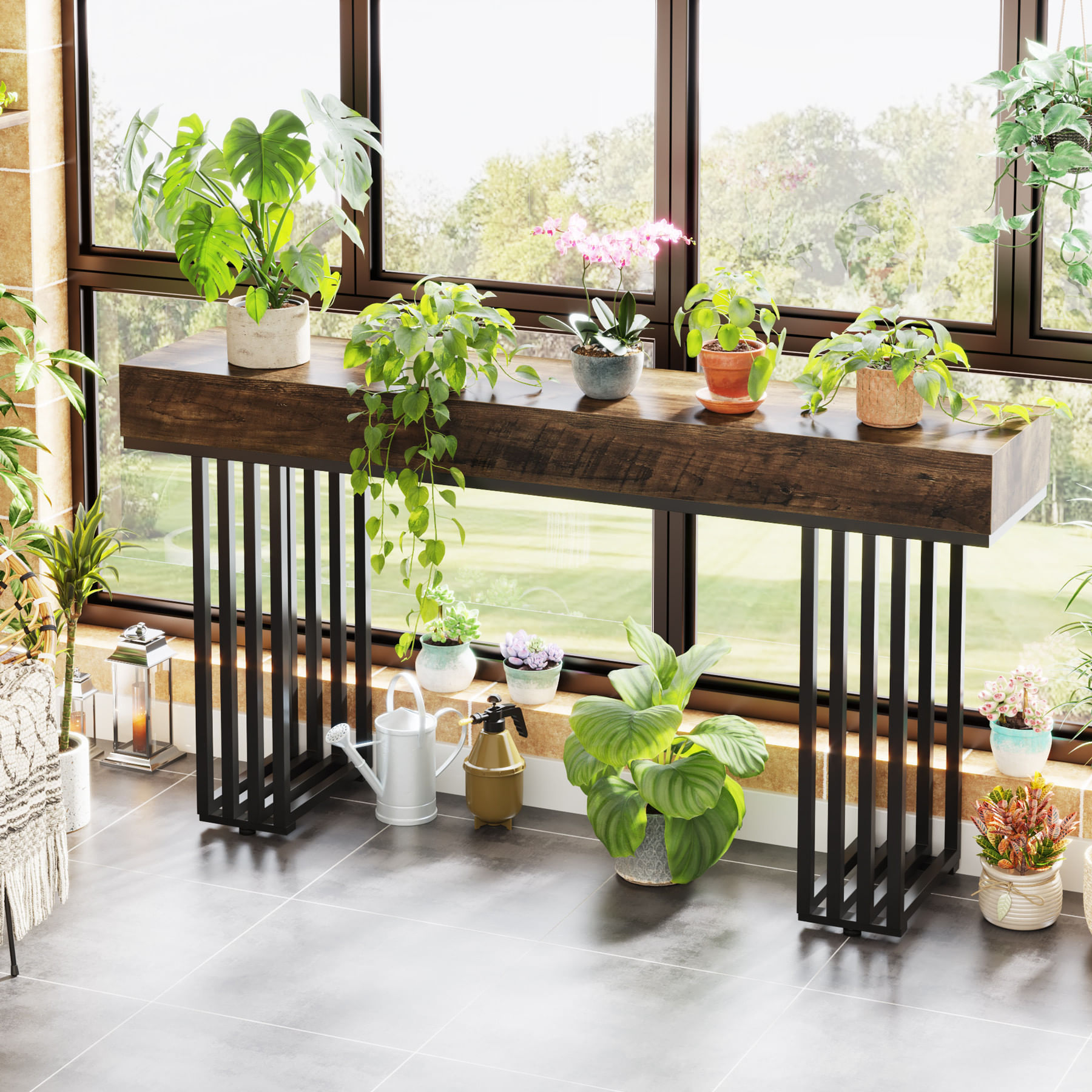 Masa Living/Hol, Blackswan Design Farmhouse M3, lemn maro inchis, 105x30x85 cm — imaginea 4