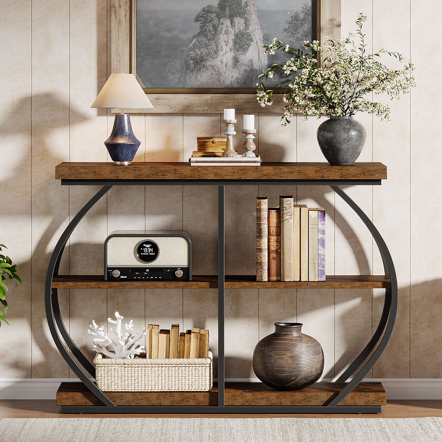 Masa Living/Hol, Blackswan Design Zirunda, imitatie marmura alba/ aurie, 50x50x59 cm — imaginea 2