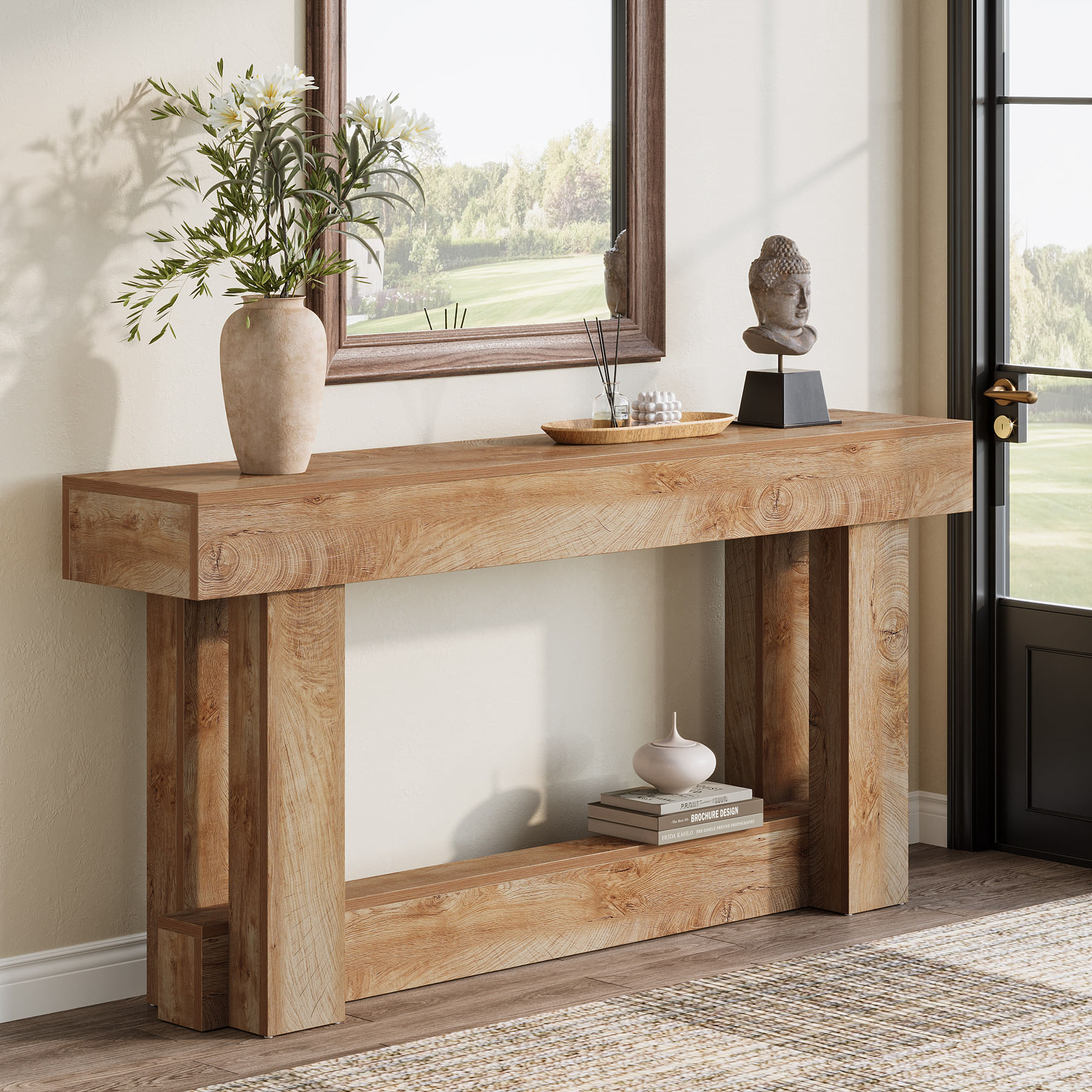 Masa Living/Hol, Blackswan Design Countryside M5, lemn maro deschis, 160x35x85 cm — imaginea 5
