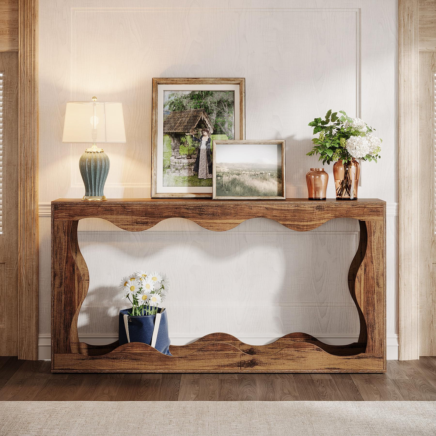 Masa Decor Living/ Hol, Model Hoga maro, cu variatii de fibra, 160 cm — imaginea 3