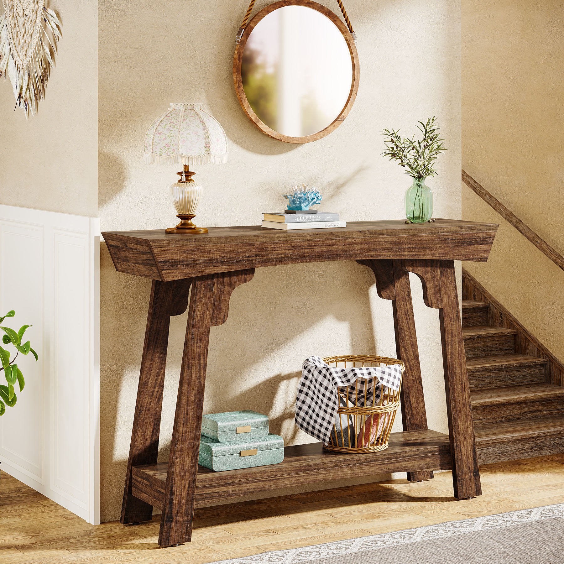 Masa Living/Hol, Blackswan Design Countryside M9, lemn maro, 160x35x85 cm — imaginea 3