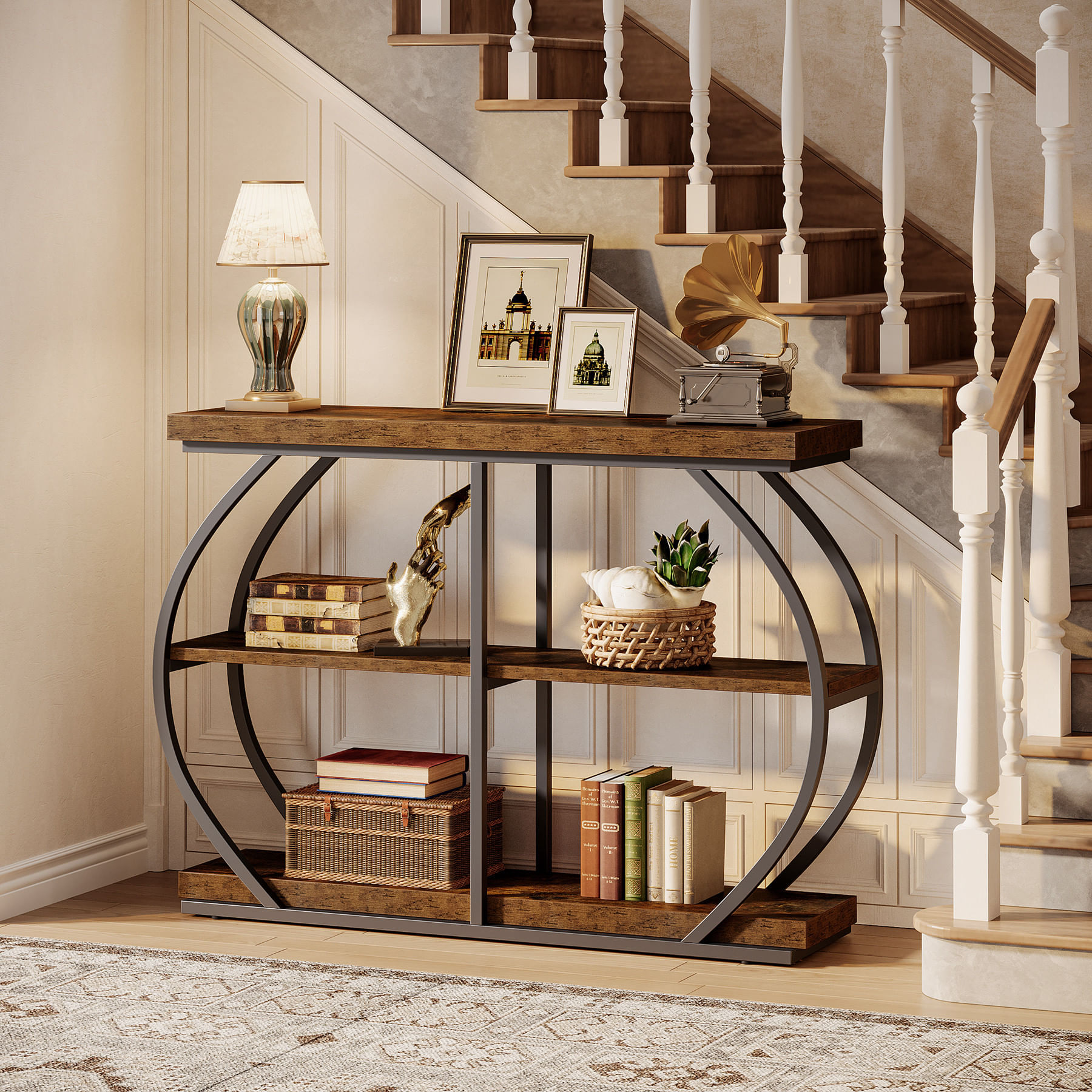 Masa Living/Hol, Blackswan Design Zirunda, imitatie marmura alba/ aurie, 50x50x59 cm — imaginea 4