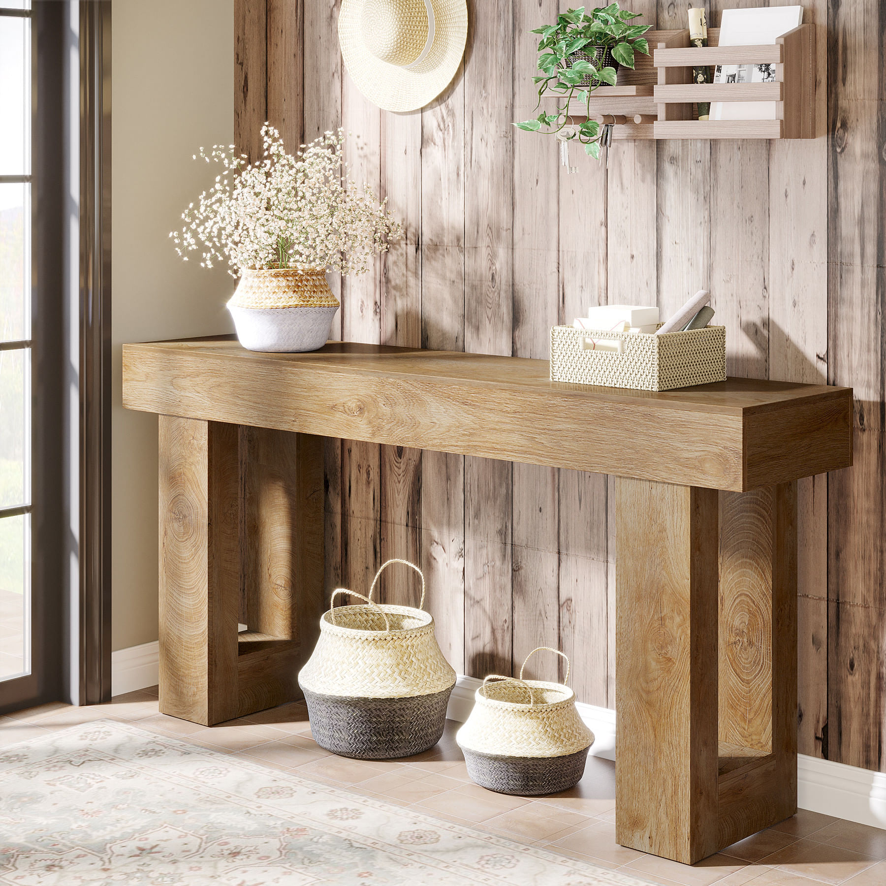 Masa Living/Hol, Blackswan Design Countryside M6, maro inchis, 160x35x85 cm — imaginea 6