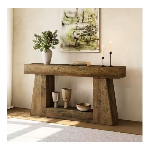Masa Living/Hol, Blackswan Design Germina, lemn maro/ negru, 105x30x80 cm — imaginea 6