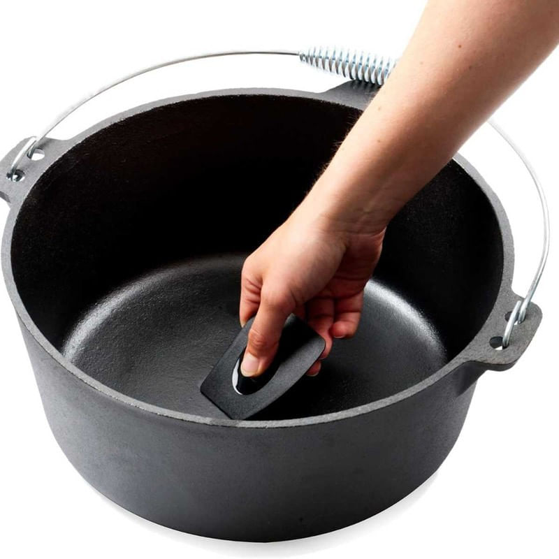 Oala de Fonta, cu Maner din Inox, 10 L, 34x14 cm, Negru