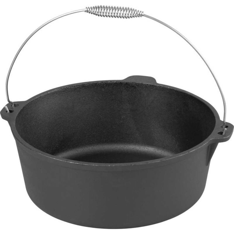 Oala de Fonta, cu Maner din Inox, 10 L, 34x14 cm, Negru — imaginea 2