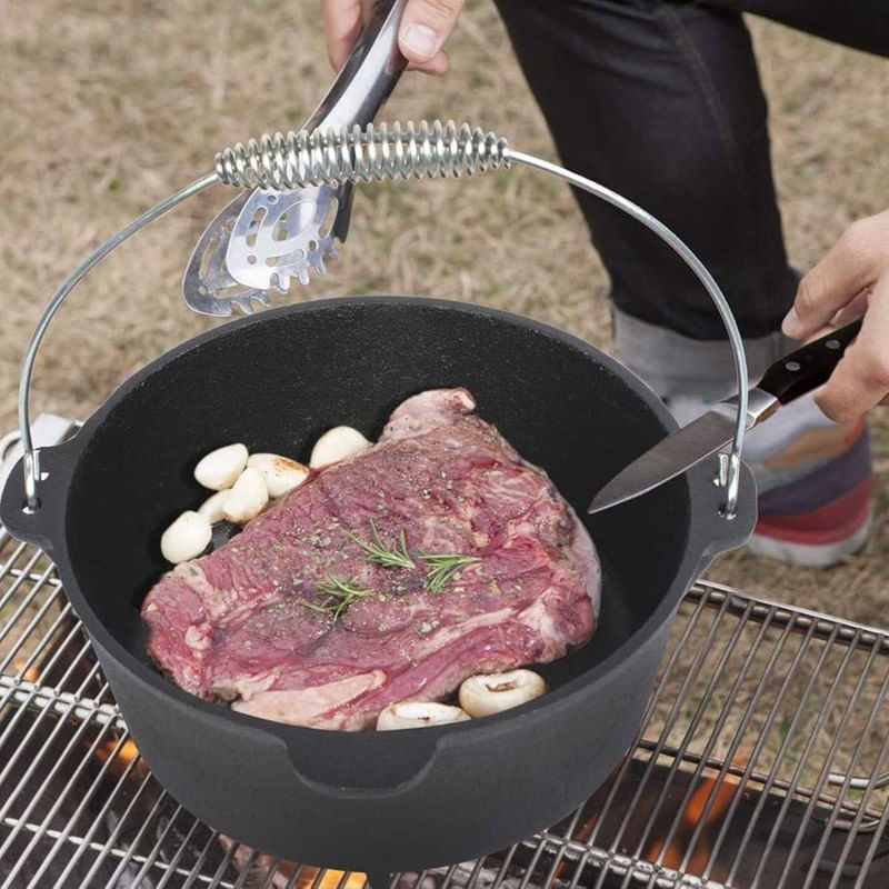 Oala de Fonta, cu Maner din Inox, 10 L, 34x14 cm, Negru — imaginea 4