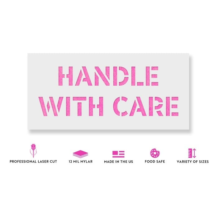 Sablon Perete vopsire, tencuiala 0.7mm Handle With Care Refolosibil, model MXSP7244, 500 x 500 mm, 0.70mm