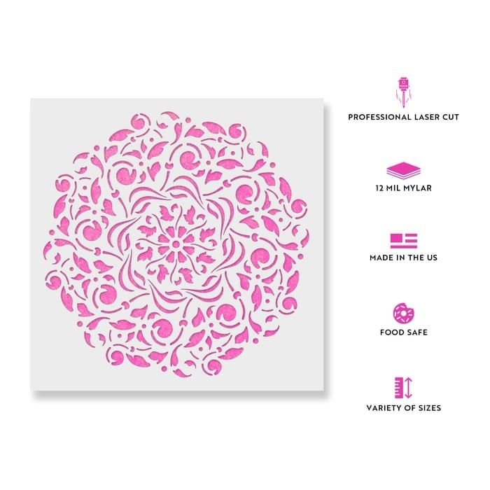 Sablon Perete vopsire, tencuiala 0.7mm Scheele Mandala Refolosibil, model MXSP7151, 500 x 500 mm