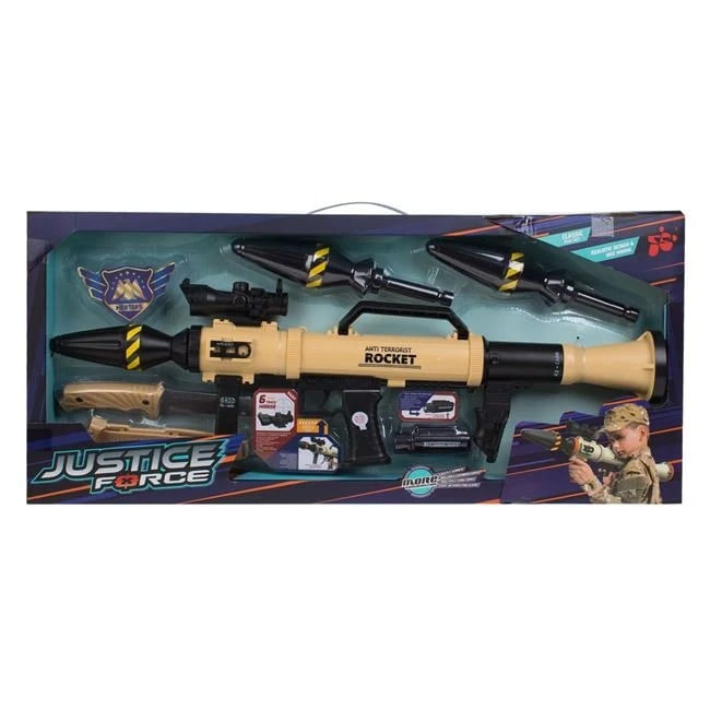 Jucarie realista arma Bazooka, cu lumini si sunete, cu accesorii realiste incluse