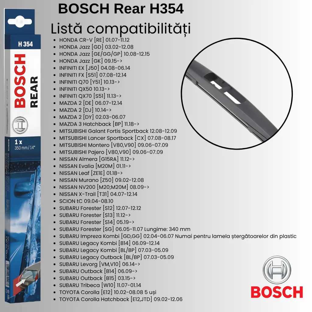 Stergator Luneta Nissan Almera N16 2000-2006 | Bosch Rear H354