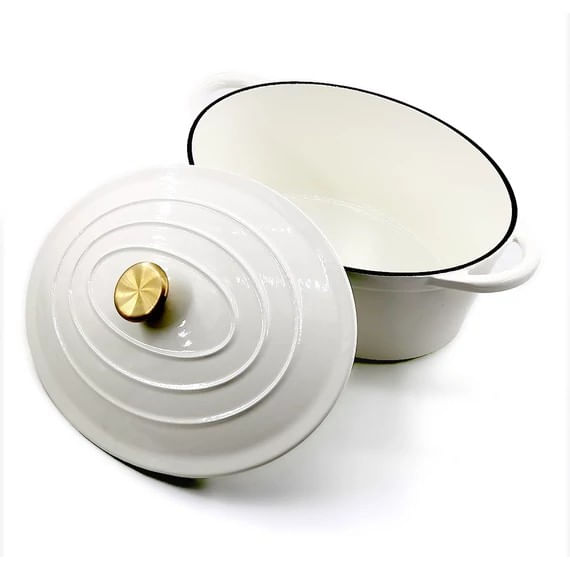 Vas oval pentru rata din fonta emailata, 30 cm, 4,2 l, albs — imaginea 2