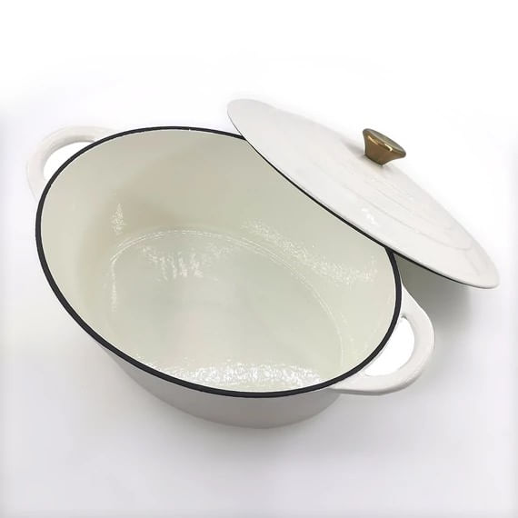 Vas oval pentru rata din fonta emailata, 30 cm, 4,2 l, albs — imaginea 3
