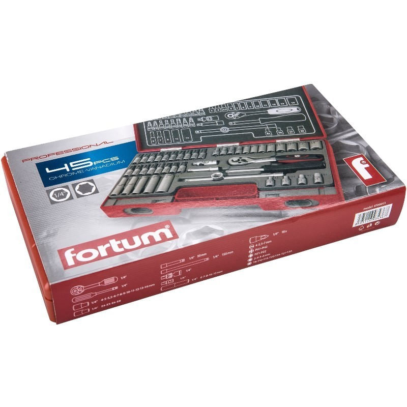 Set chei tubulare, Extol, cu clichet, 1/4", 45 piese, torx, 4700013 — imaginea 2