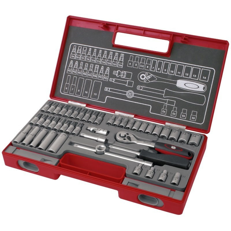 Set chei tubulare, Extol, cu clichet, 1/4", 45 piese, torx, 4700013 — imaginea 3