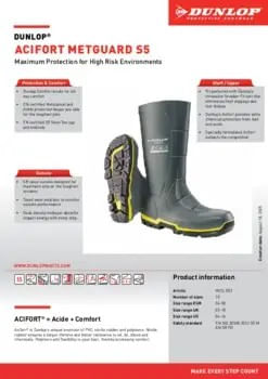 Cizme de lucru Dunlop Acifort MetGuard S5 MZ2LE03 – Protectie metatarsiana si bombeu otel Gri — imaginea 4