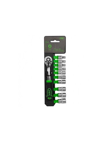 Set cheie Clichet Cu 72 de Dinti 1/4` Cu Tubulare Hexagonale 10buc — imaginea 2