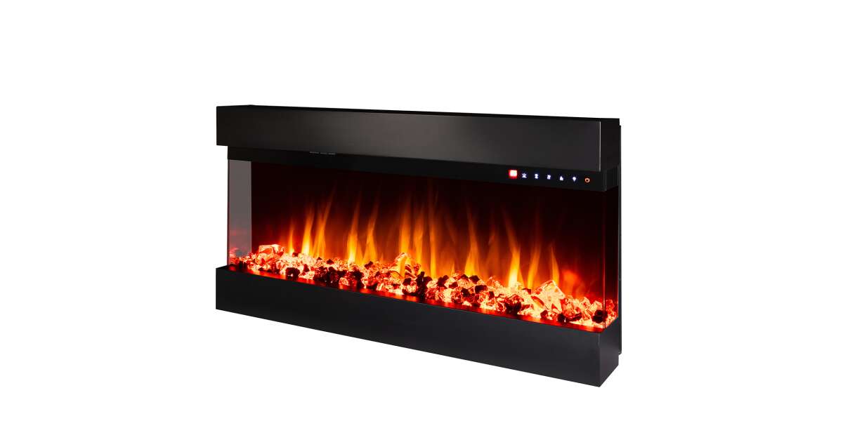 Semineu electric 3D de perete-incorporabil Dalas, 484x930x200 mm, 1500W