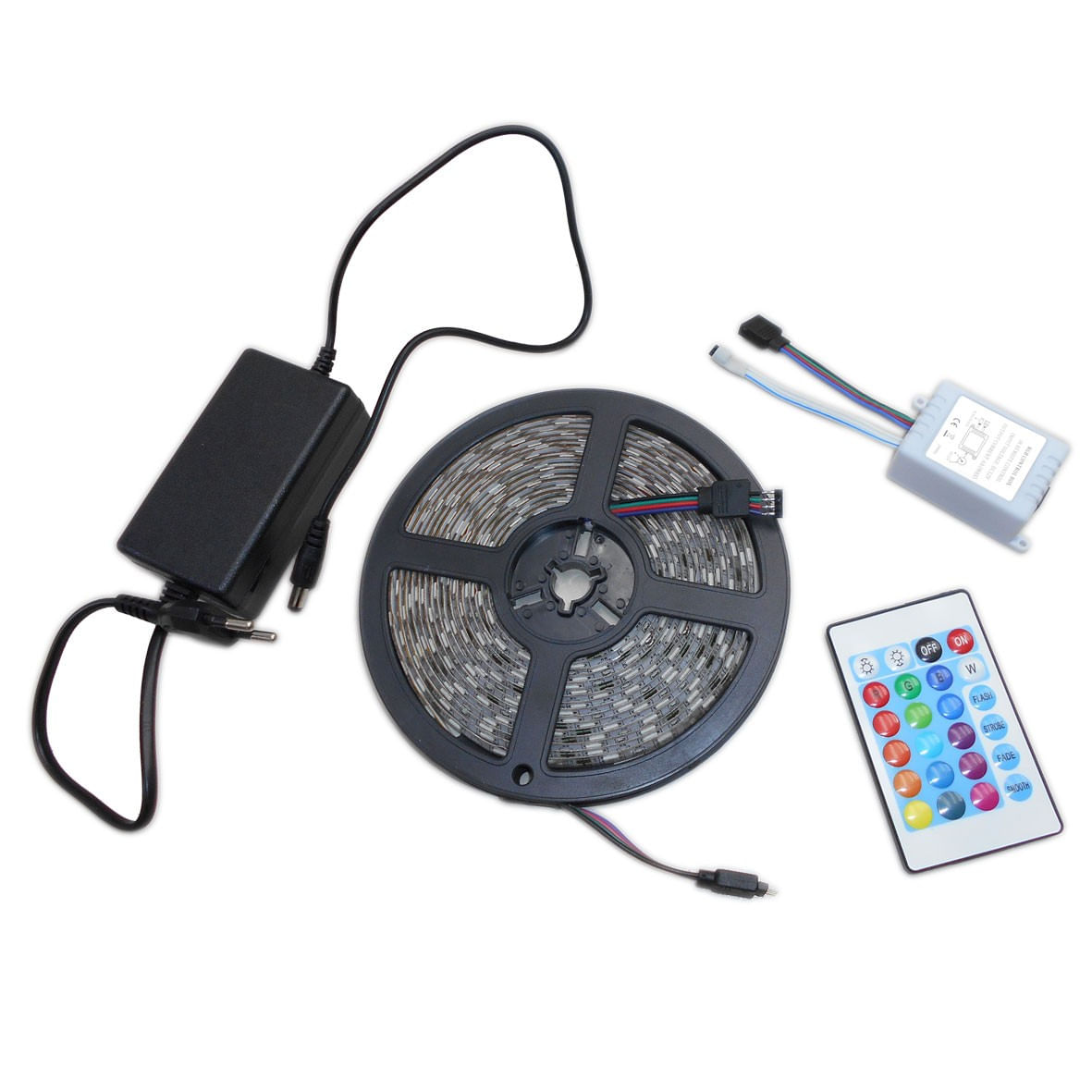 Banda LED cu silicon , cod 5050,Color RGB , cu telecomanda si alimentator, lungime 5 M — imaginea 2