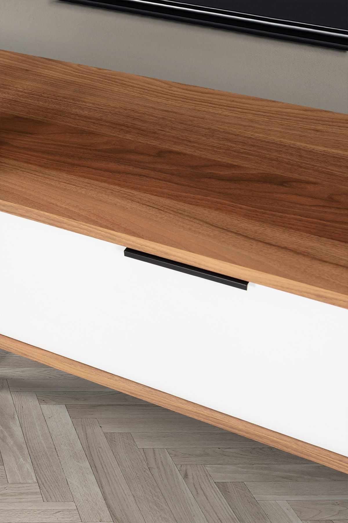Comoda TV Mesir 3326, 130 x 47 x 35 cm, nuc alb, PAL melaminat — imaginea 2