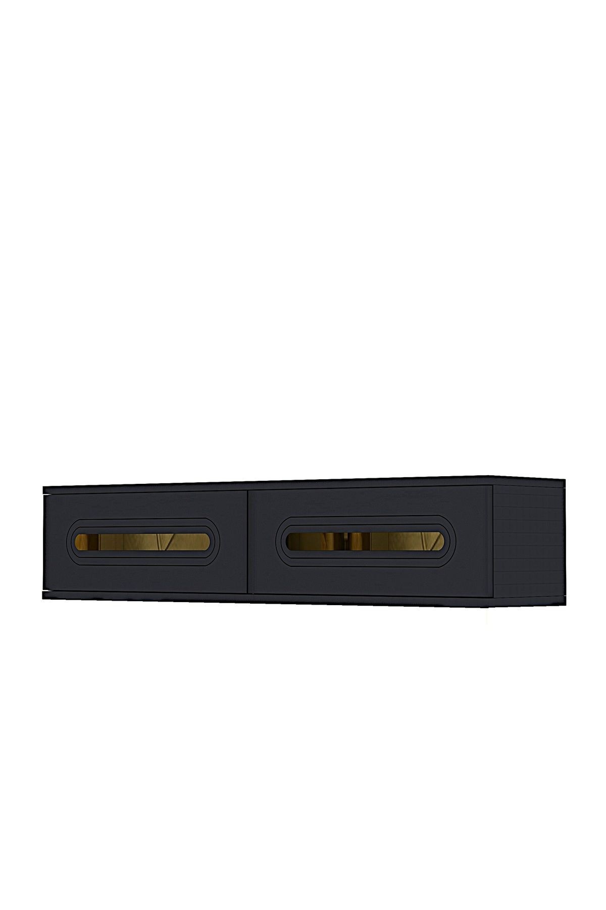 Comoda dormitor Rany 120, 120 x 25, 5 x 29, 6 cm, antracit auriu, PAL melaminat, oglinda inclusa, fixare pe perete, antracit / gold — imaginea 2