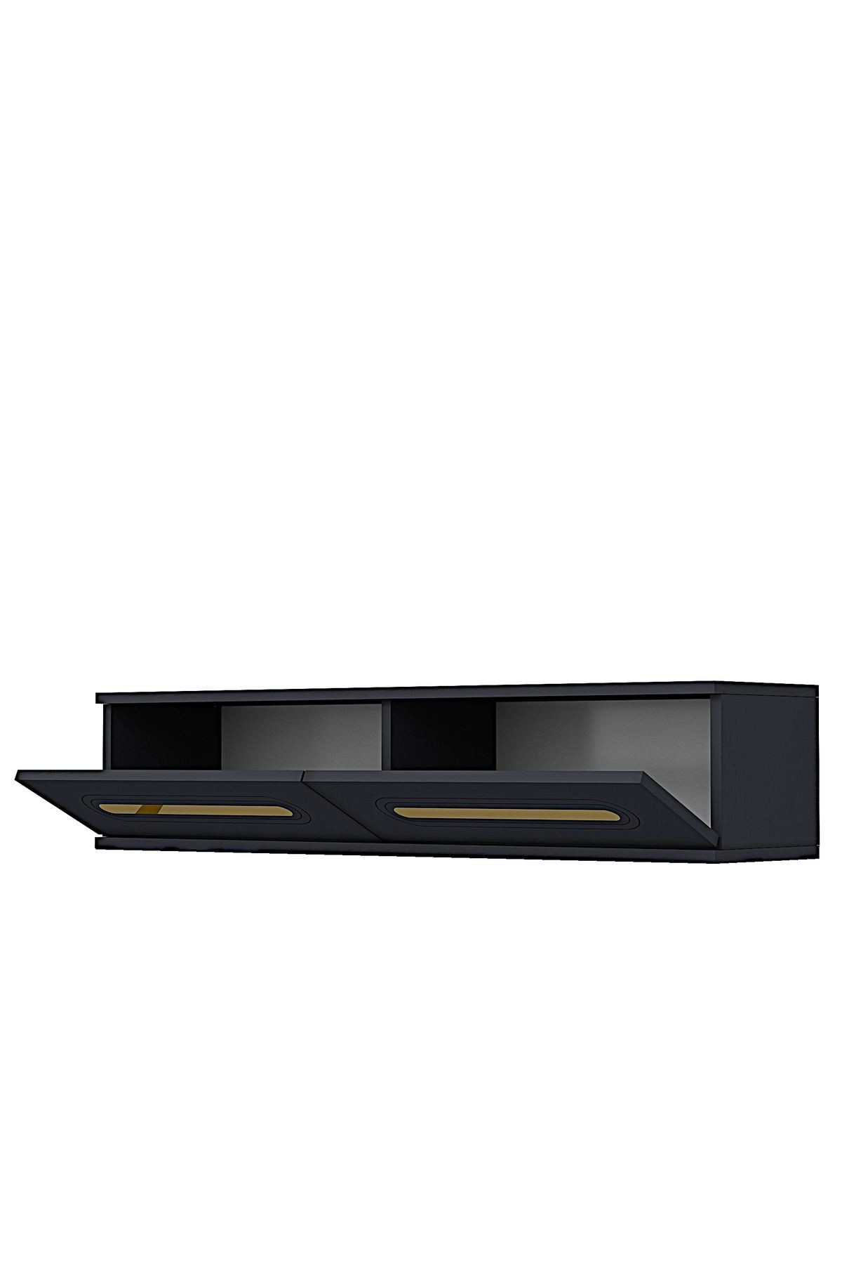 Comoda dormitor Rany 120, 120 x 25, 5 x 29, 6 cm, antracit auriu, PAL melaminat, oglinda inclusa, fixare pe perete, antracit / gold — imaginea 5