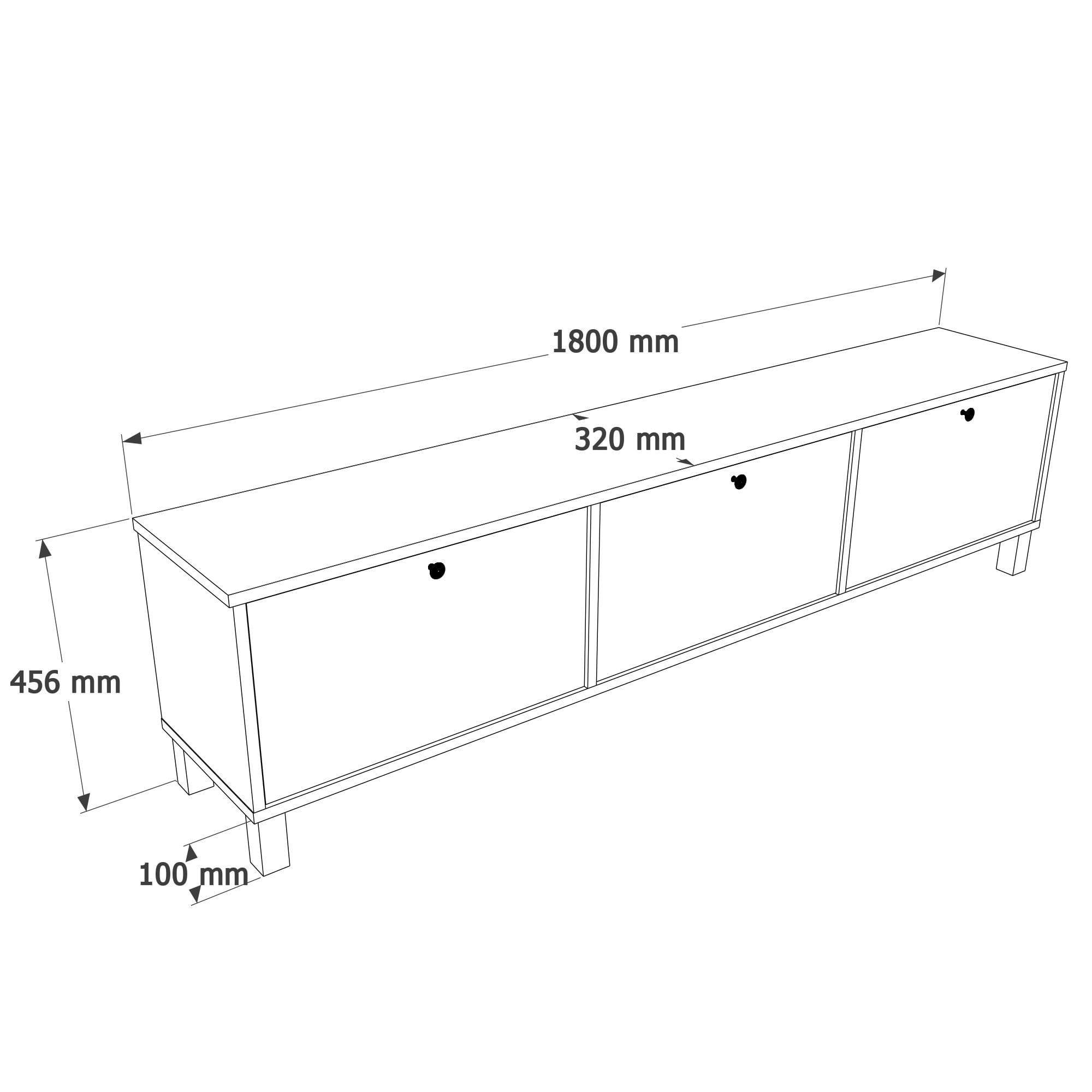 Comoda TV Nord - ND6-SW, 180 x 45,6 x 32 cm, alb si stejar, PAL melaminat — imaginea 2