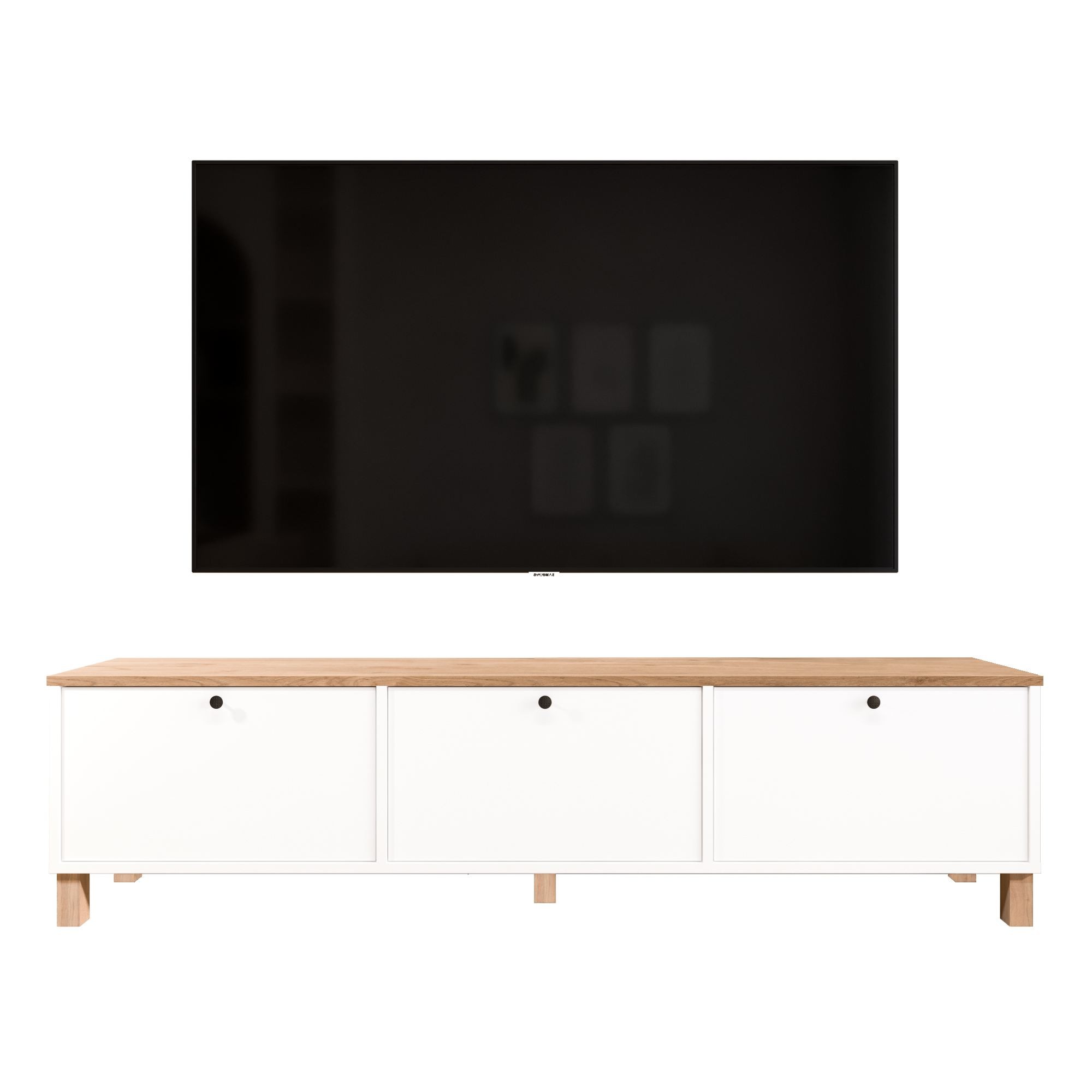 Comoda TV Nord - ND6-SW, 180 x 45,6 x 32 cm, alb si stejar, PAL melaminat — imaginea 7