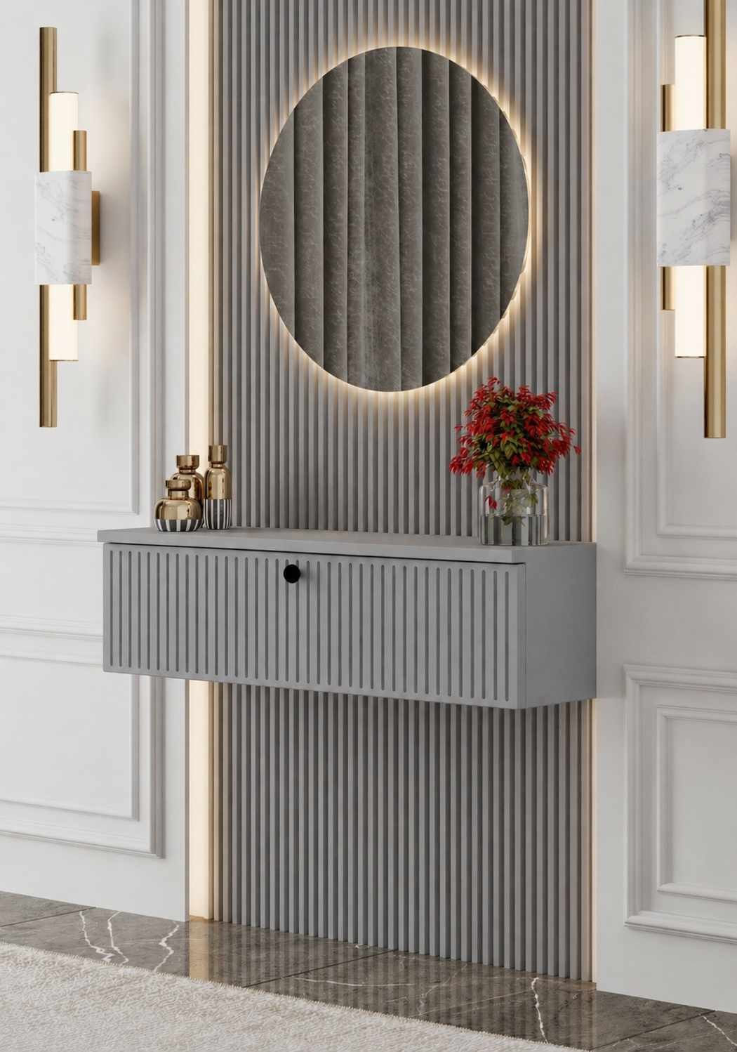 Bufet Mimosa 50, 50 x 26 x 22 cm, gri deschis, MDF, fixare pe perete, capacitate 10 kg, light gri — imaginea 2
