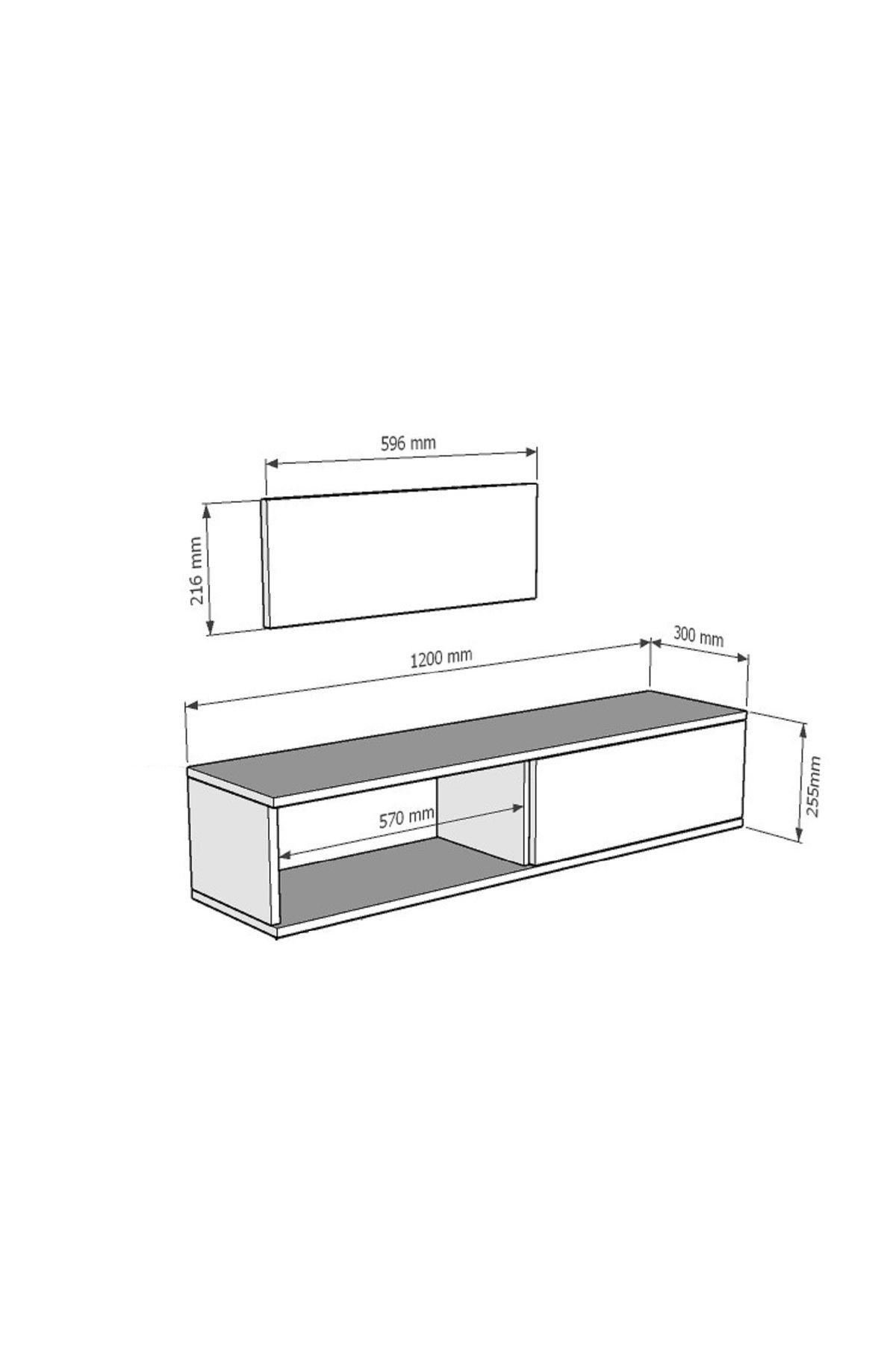 Comoda dormitor Meyra 120, 120 x 25, 5 x 29, 6 cm, antracit argintiu, PAL melaminat, oglinda inclusa, fixare pe perete, antracit / silver — imaginea 2