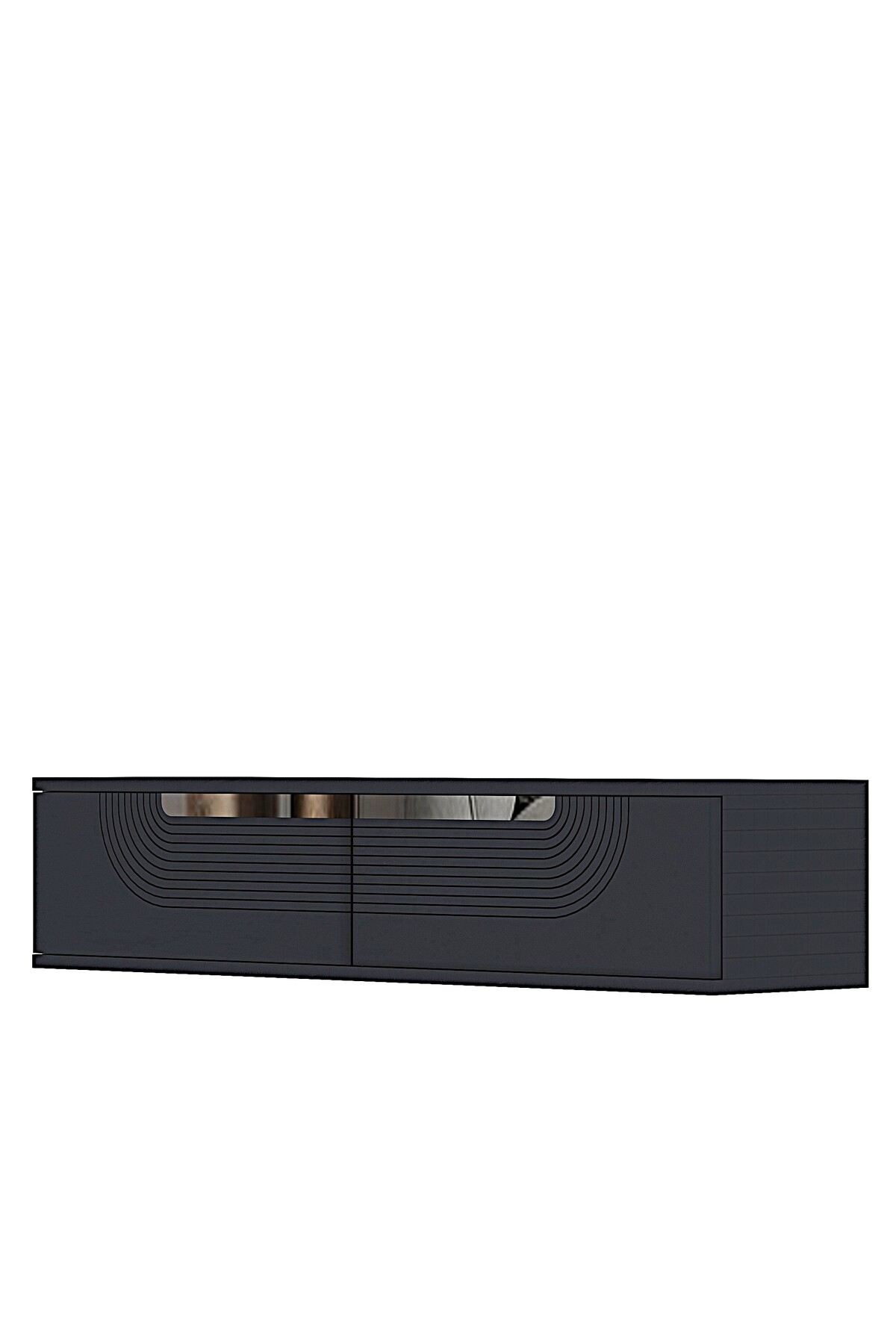 Comoda dormitor Meyra 120, 120 x 25, 5 x 29, 6 cm, antracit argintiu, PAL melaminat, oglinda inclusa, fixare pe perete, antracit / silver — imaginea 3