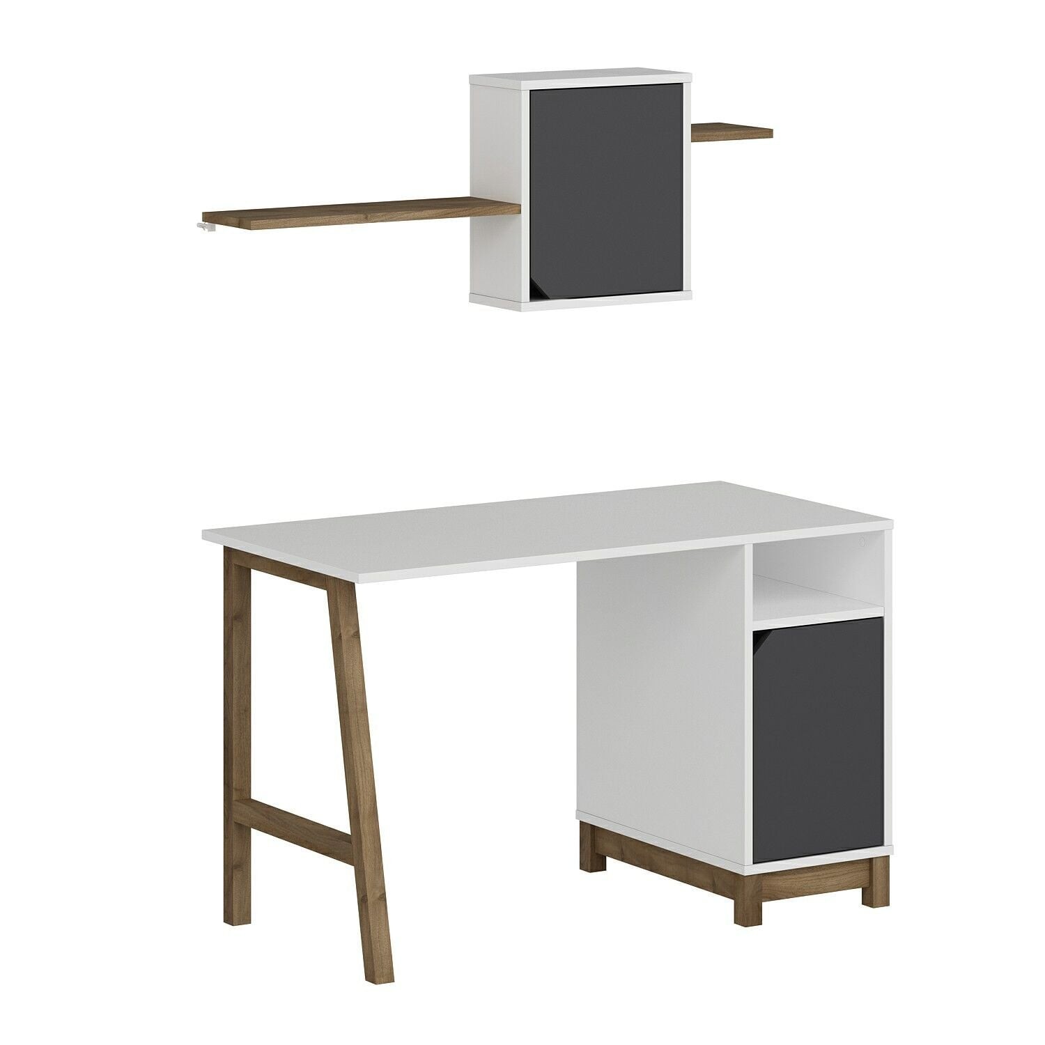 Birou Venaro, 120 x 75 x 60 cm, alb nuc, PAL melaminat — imaginea 2