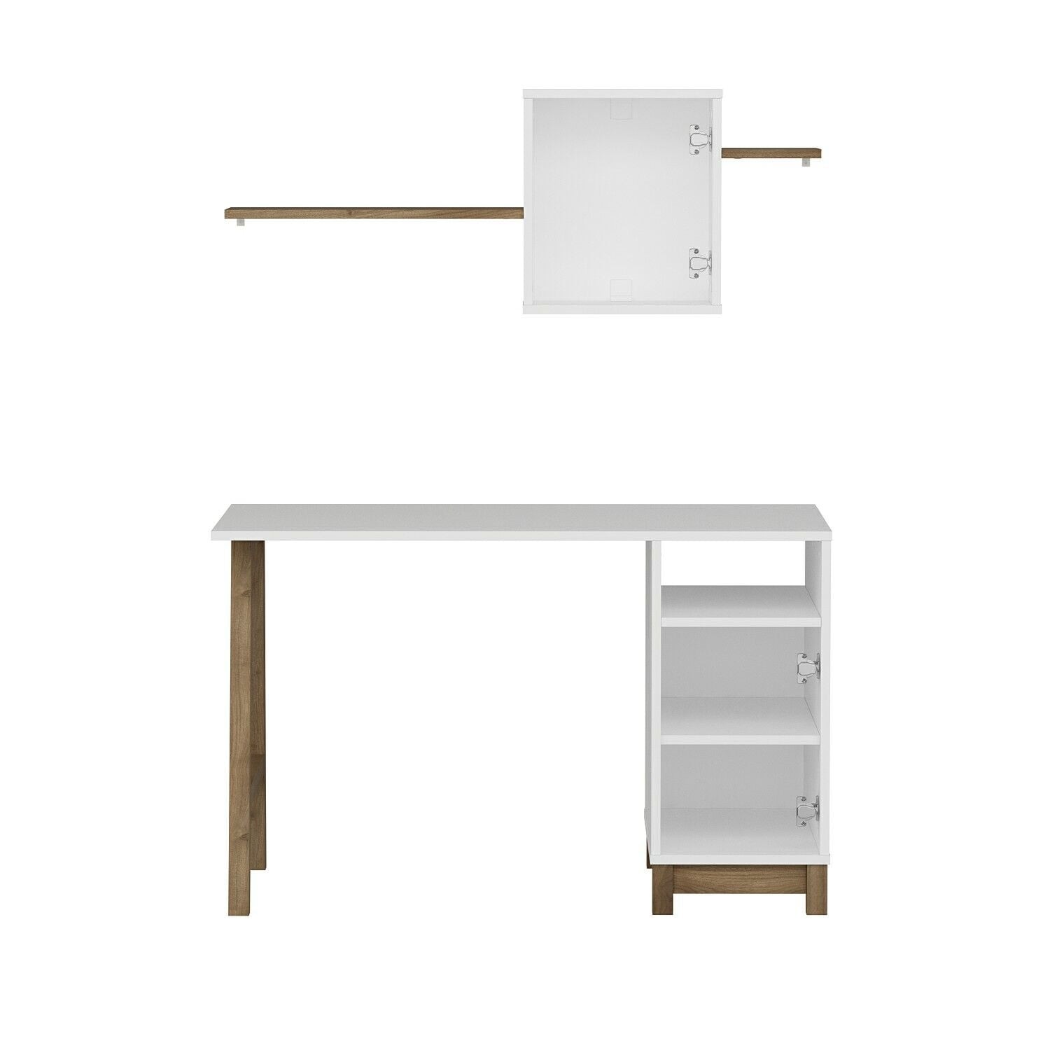 Birou Venaro, 120 x 75 x 60 cm, alb nuc, PAL melaminat — imaginea 3