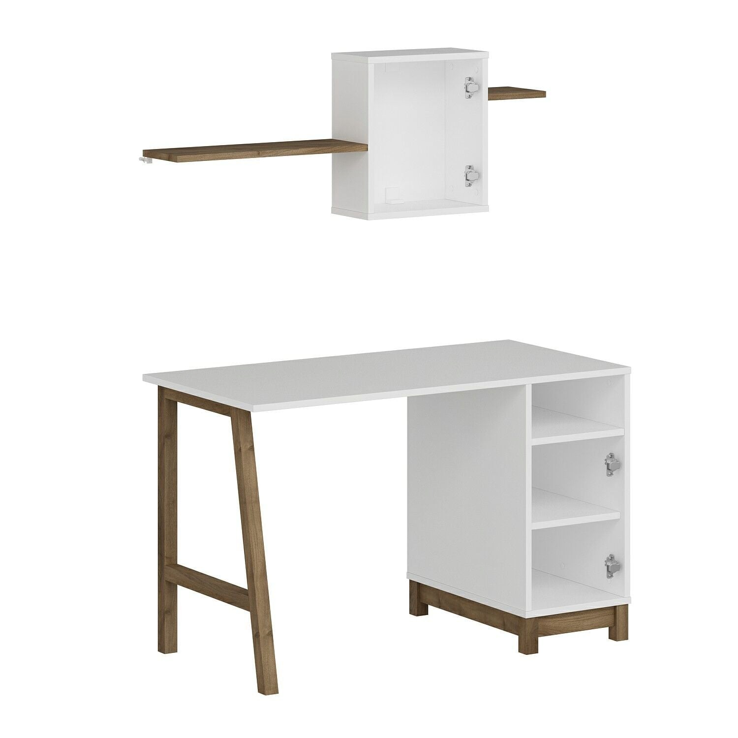 Birou Venaro, 120 x 75 x 60 cm, alb nuc, PAL melaminat — imaginea 4