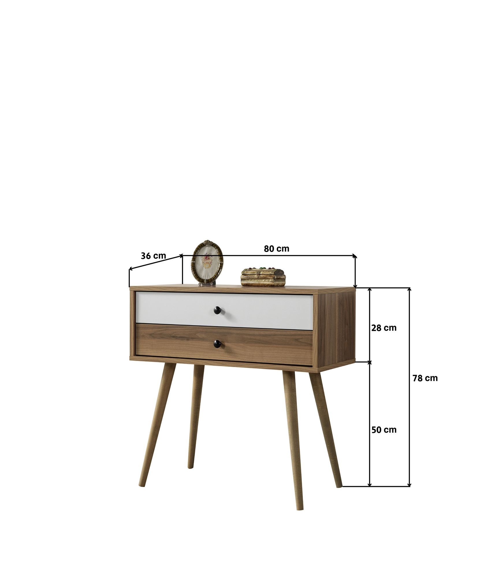 Comoda dormitor Vita 5207, 80 x 78 x 36 cm, nuc alb, PAL melaminat — imaginea 3