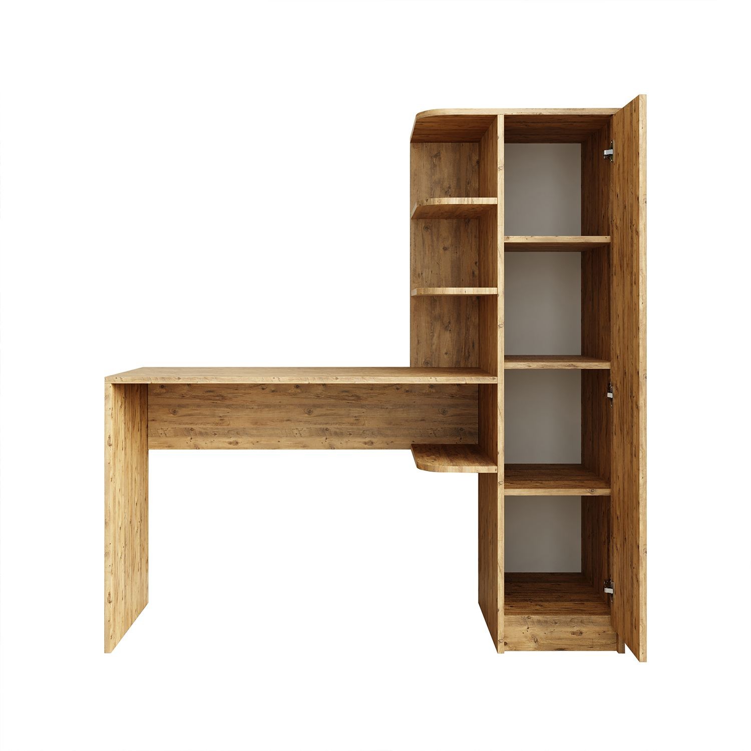 Birou cu biblioteca 2077, 143,2 x 143,2 x 50 cm, pin atlantic, PAL melaminat, design modern — imaginea 3