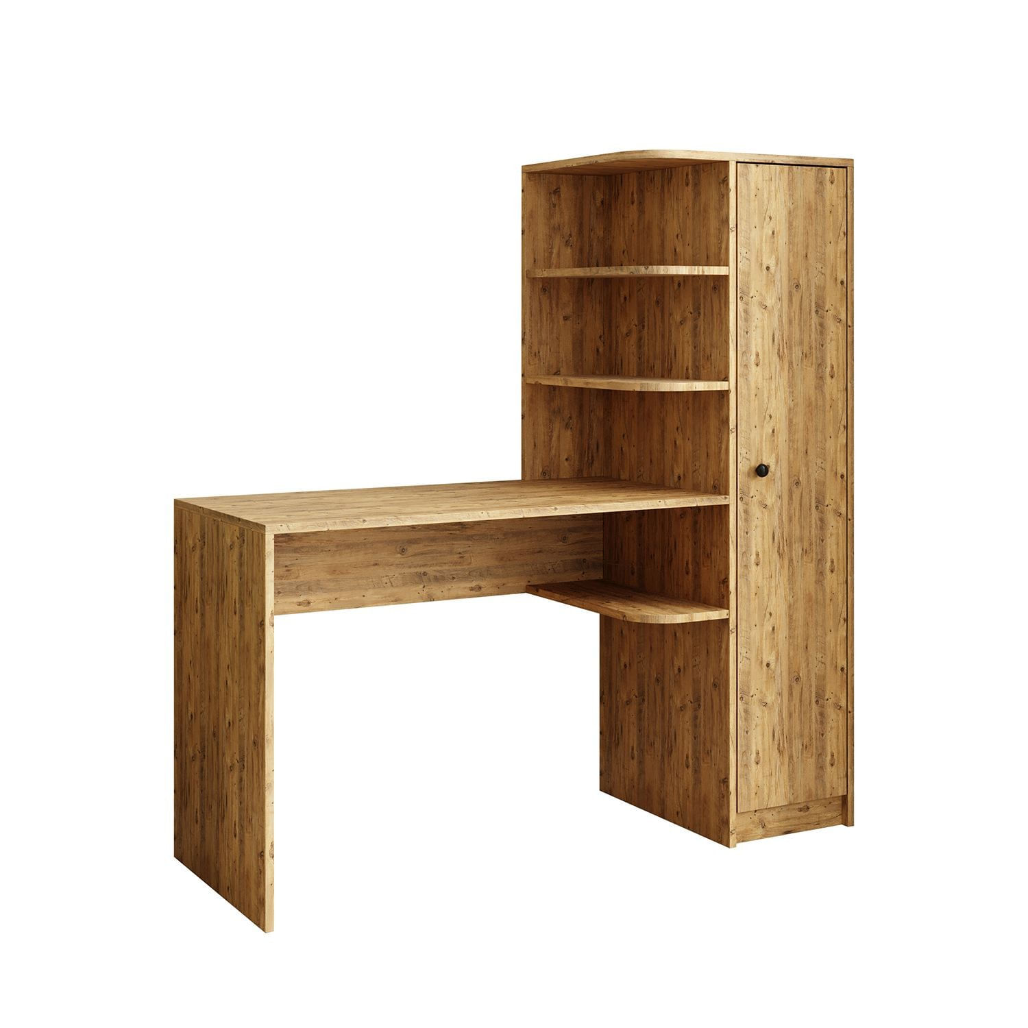 Birou cu biblioteca 2077, 143,2 x 143,2 x 50 cm, pin atlantic, PAL melaminat, design modern — imaginea 4