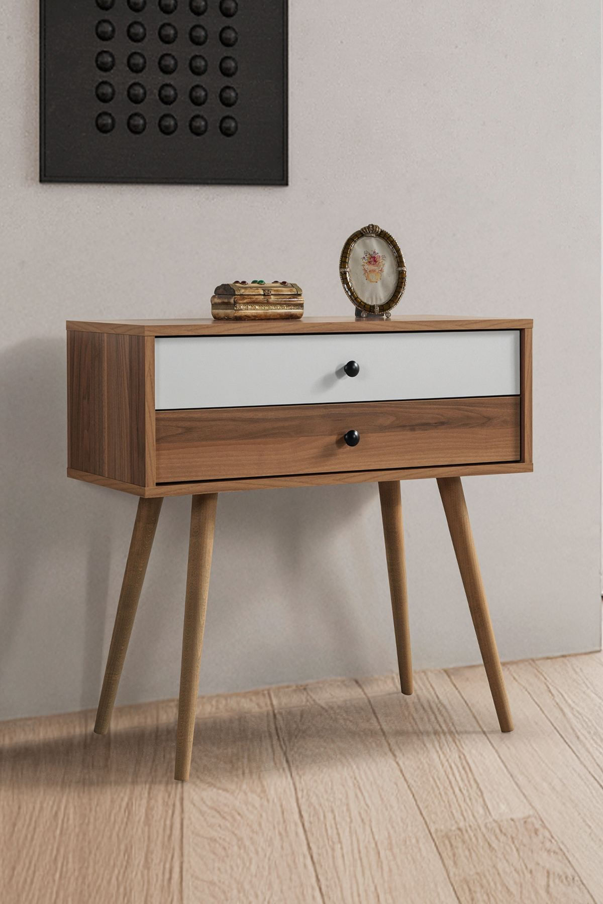 Comoda dormitor Vita 5207, 80 x 78 x 36 cm, nuc alb, PAL melaminat — imaginea 4